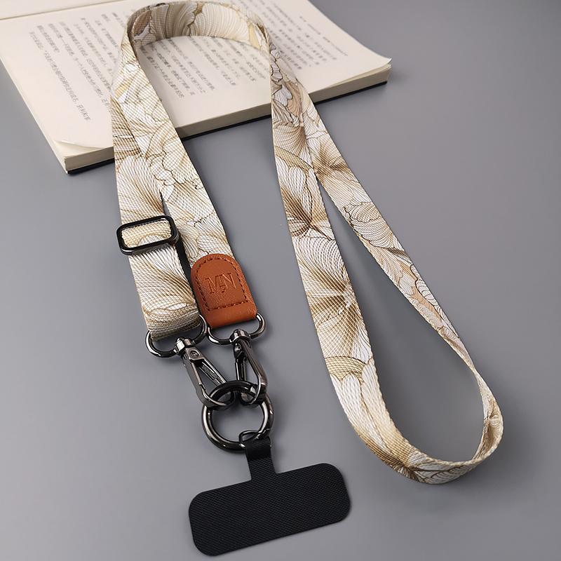 Retro Pattern Crossbody Cell Phone Lanyard Adjustable Hanging Neck Mobile Phone Strap Lanyard Pendant With Universal Card Gasket