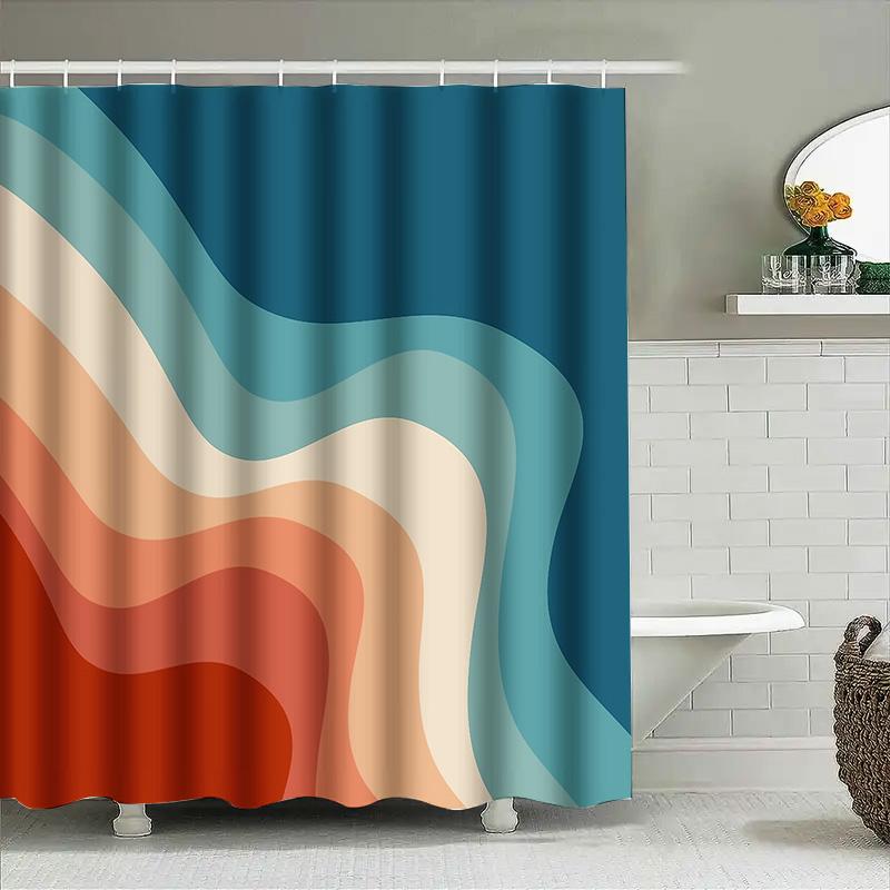 Boho Shower Curtain Set Nature Landscape Forest Trees Scenic Bathroom Decor Vintage Farmhouse Coastal Home Decor