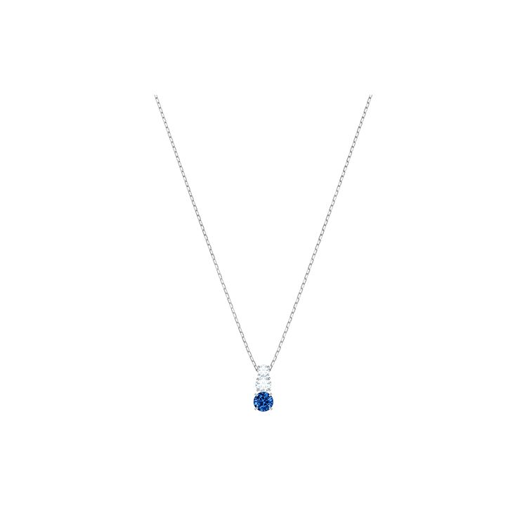 Swarovski Attract Trilogy Round Rhodium Plated Necklace Women necklace Blue 5416156 Box+Shopping Bag (Random Color)