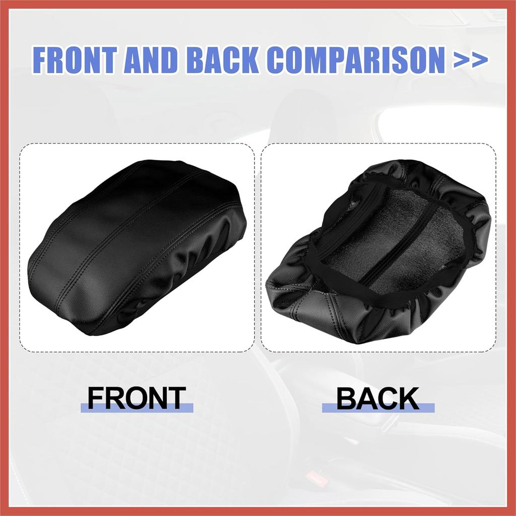 ACROPIX Car Center Console Armrest Cover for Cadillac XTS 2013-2019 Faux Leather Interior Arm Rest Cover Elbow Cushion Pad Black Car Parts