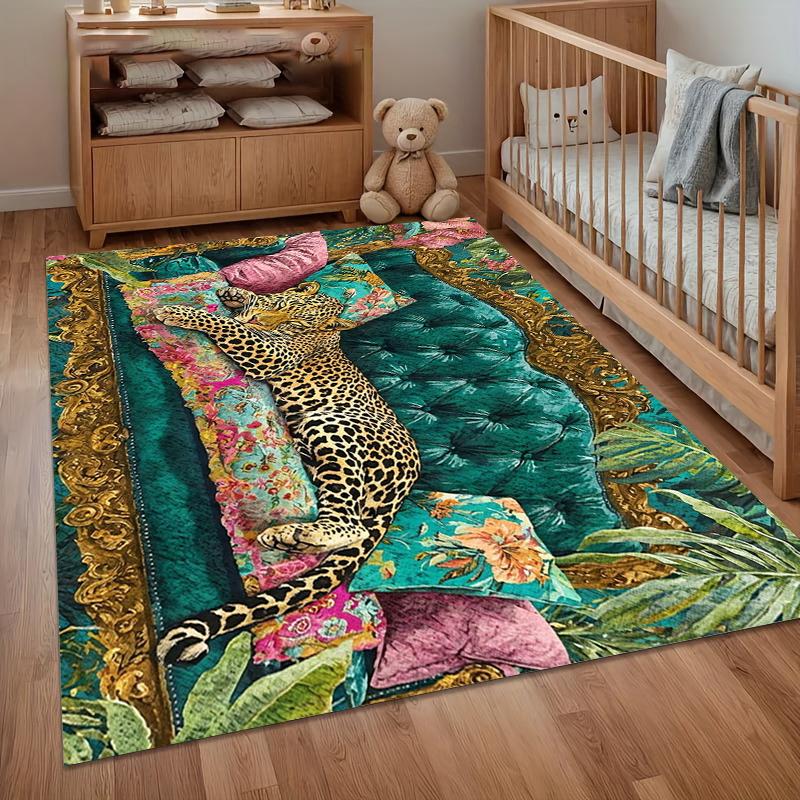 

1pc Non-Slip Washable Luxury Leopard Sofa Illusion Area Rug Soft Floor Mat for Living Room Bedroom Bold Home Decor 40cm x 60cm