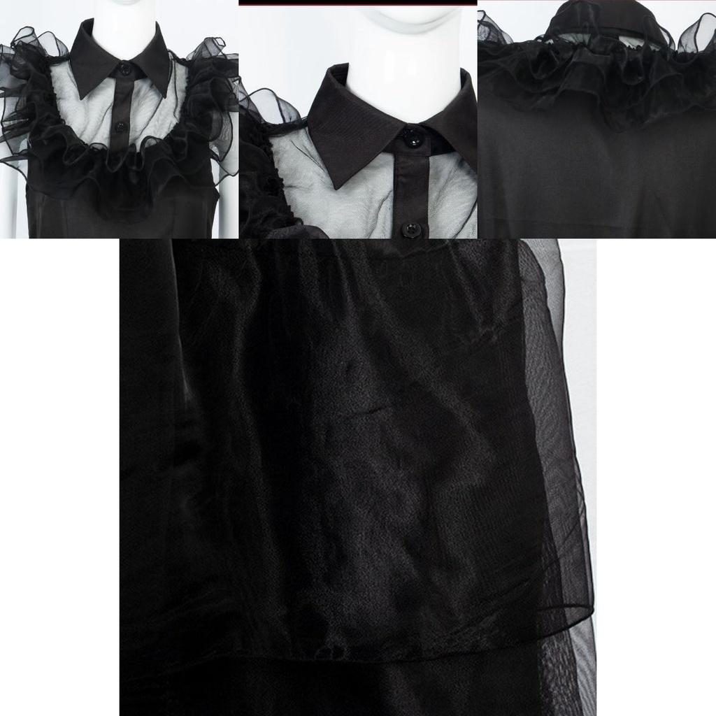 Wednesday Addams Kids Dress Cosplay Costume Party A-shaped Tiered Skirt