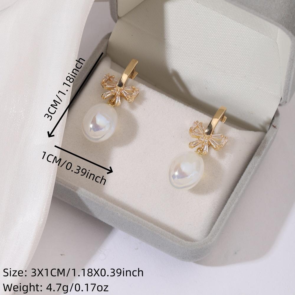 1 pár třpytivých kulatých/oválních imitací perly Visací náušnice pro ženy Motýlek s kubickou zirkony Svatební doplňky