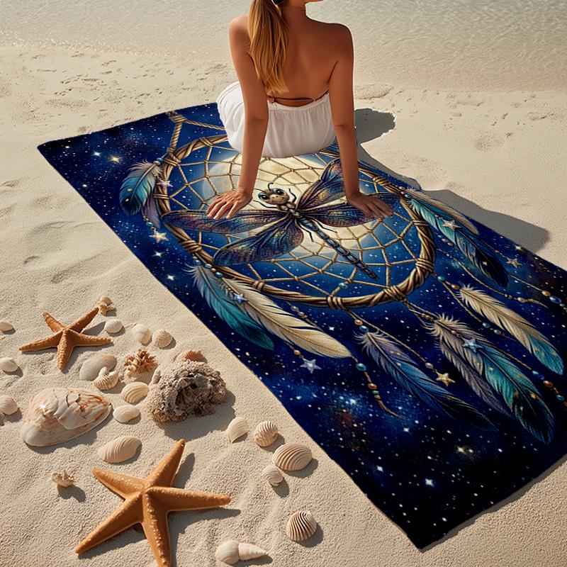 Dreamcatcher Dragonfly Music Feathers Beach Towel, Super Soft Microfiber, Gift for Her/Him, Birthday, for Pool, Beach, Travel, Home Decor Fan gifts