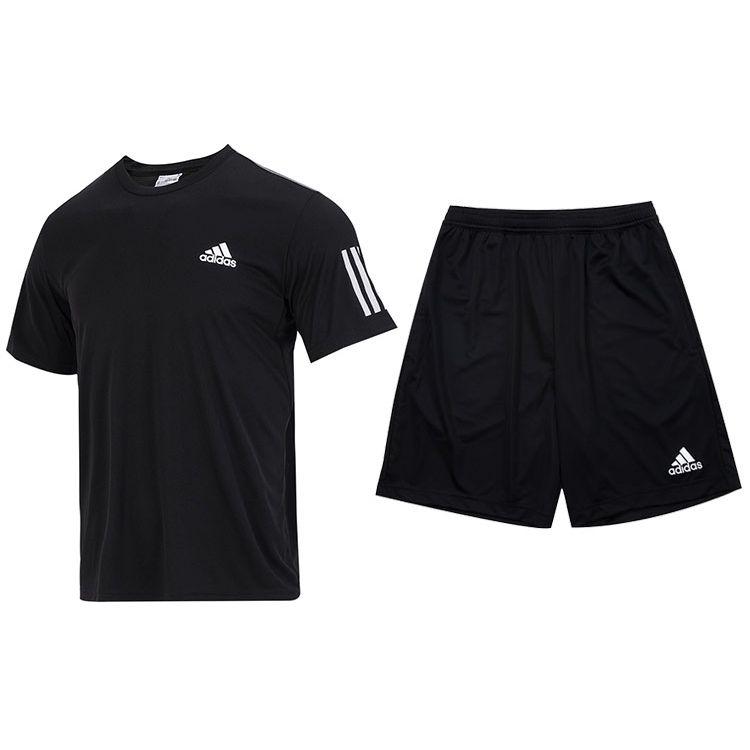 

Adidas дышащие шорты для тенниса с коротким рукавом и круглым вырезом, тренировочные, мужские, черные, DU0859+HB0575 S