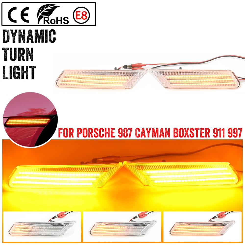 2X LED Side Marker Turn Signal Car Blinker Indicator Light For Porsche 987 Cayman Boxster 911 997 Carrera Turbo GT3 GT2