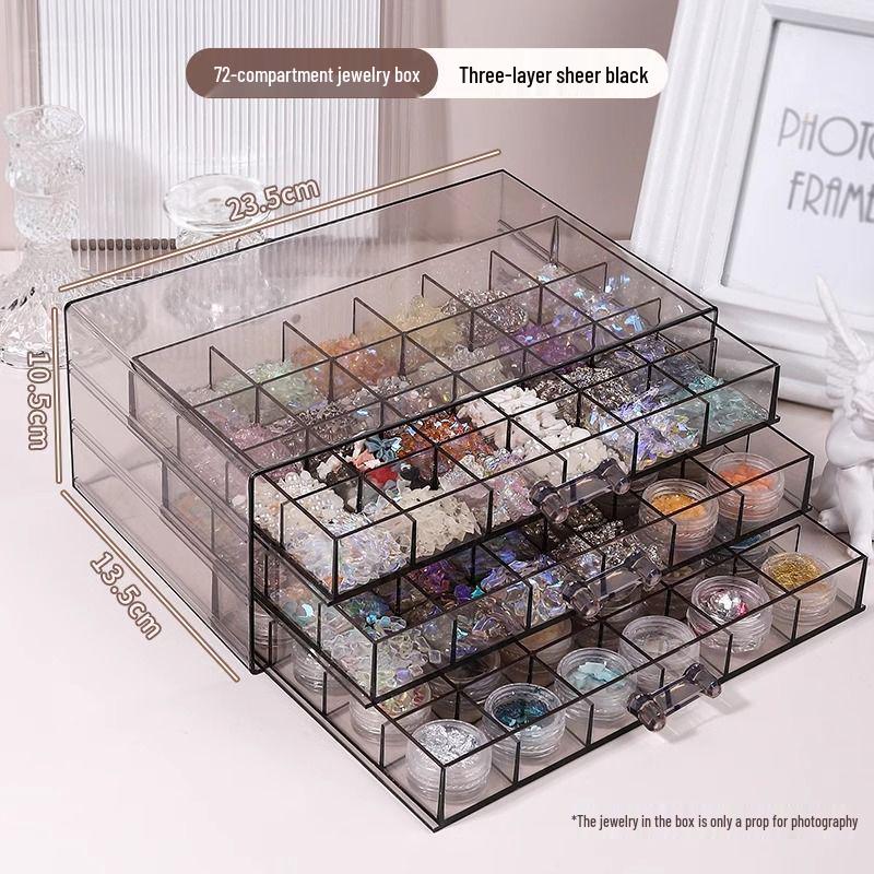 Acrylic Multi-Layer Jewelry & Nail Art Storage Box with Drawers