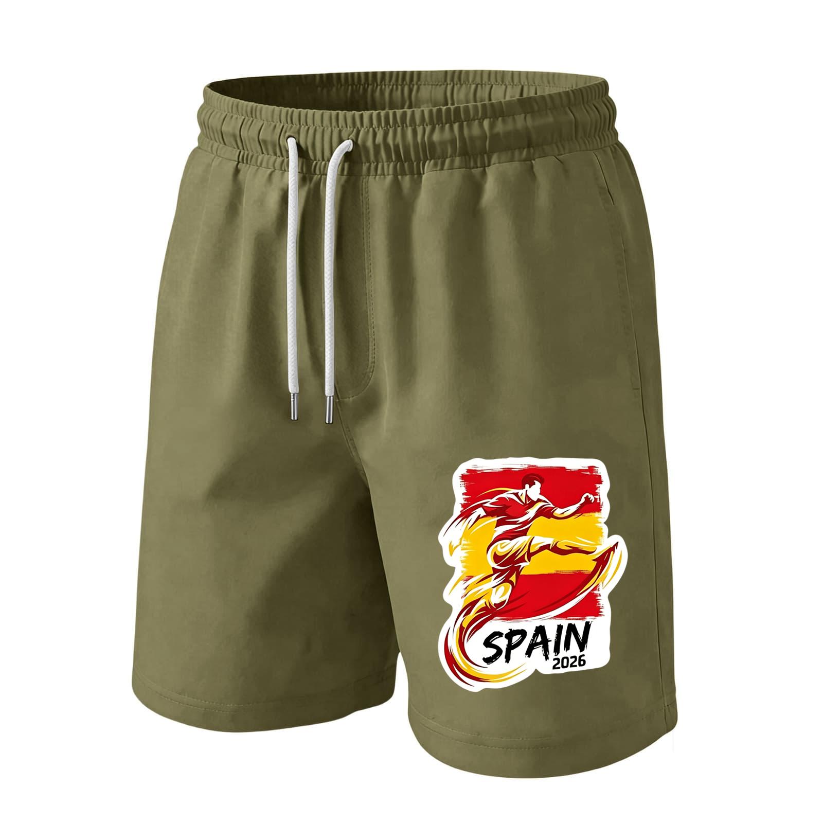 Men s Drawstring Waist Casual Shorts with Flag Inspired Print Comfortable Fit for Sports and Activities L