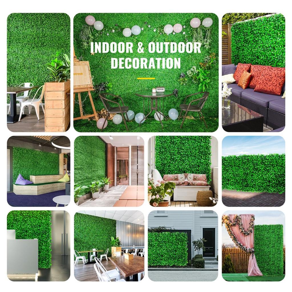 Artificial Boxwood Panel UV 6pcs Boxwood Hedge Wall Panels, Artificial Grass Backdrop Wall 20" X 20" 4 cm Green Grass Wall, Fake Hedge for Decor