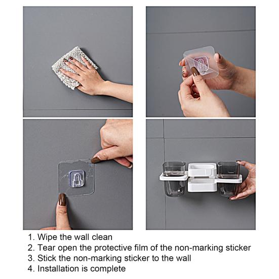 Dustproof Upside-down Design Stable Punch-free Wall-mounted Suction-up Toothpaste Toothbrush Holder Toothbrush Organizer