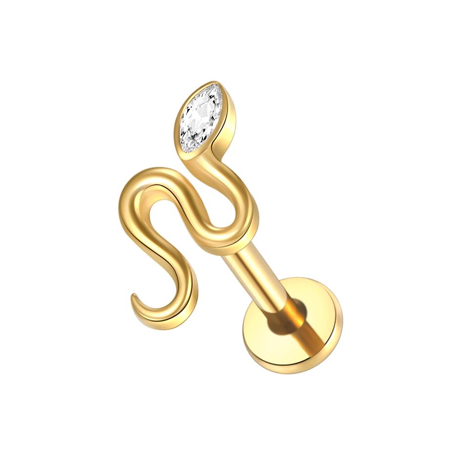 1PC Titanium Zircon Labret Piercings Lip Rings Gold Color CZ Cartilage Helix Lobe Conch Earring Stud Piercings Women Jewelry 16G