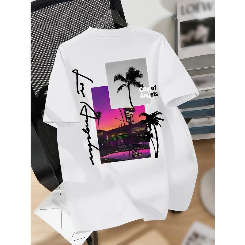 European Size New York Opening New Simple and Fashionable Printed Round Neck T-shirt Short Sleeve Large Size Men's Clothing, PLUS SIZE