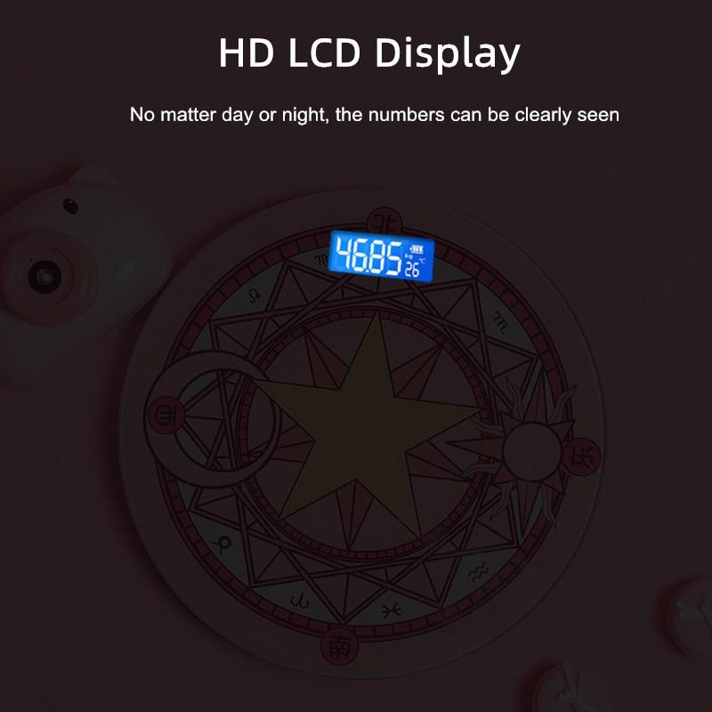 Roztomilá růžová koupelnová váha Magic Array s LCD displejem, elektronická digitální váha, chytrá váha na tělesný tuk, podlahová váha