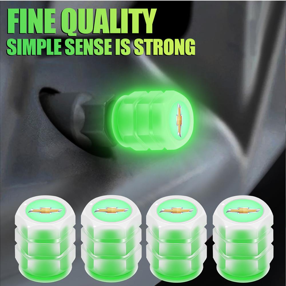 4Pcs Fluorescent Luminous Car Tire Valve Caps Accessories For Chevrolet Cruze Captiva Spark Malibu Sail Equinox Trax Impala Aveo UA9