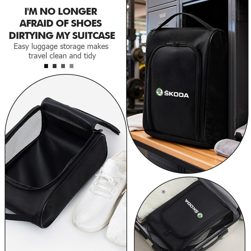 AAFO1 For Skoda Oxford Cloth Shoe Storage Bag Dustproof Portable Shoe Organizer Accessories Fabia 1 2 Octavia A7 RS Superb Rapid Yeti