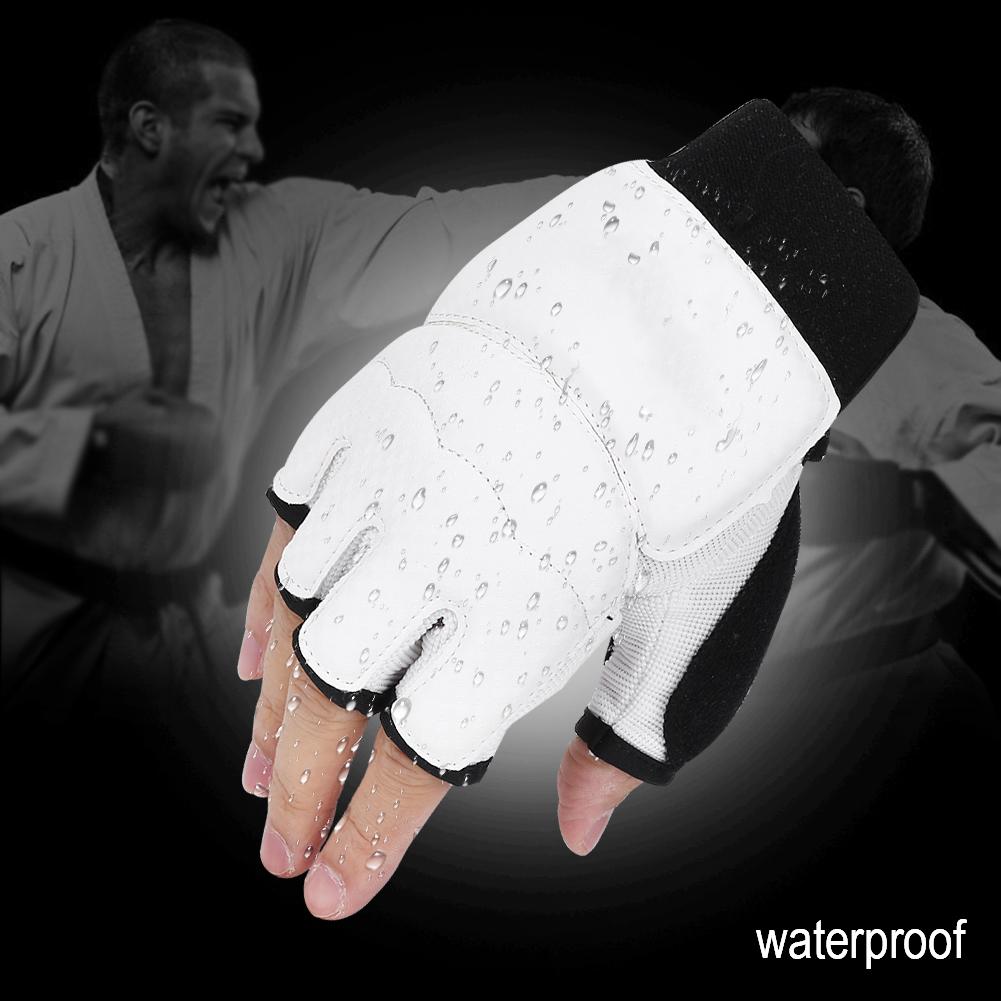 Adult Kids Taekwondo Sparring Half Finger Hand Protector Cover Boxing Gloves (XS Glove)