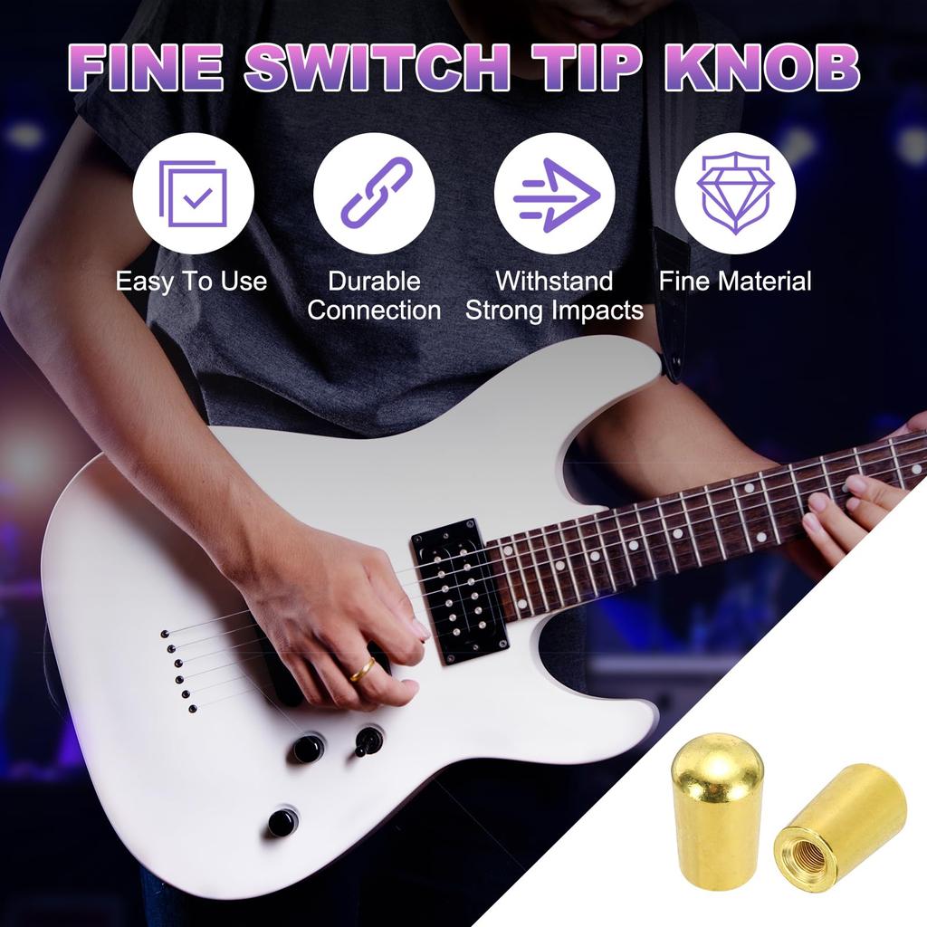 Uxcell Guitar Toggle Switch Brass Toggle Pickup Switch Knob Replacement Parts for LP Electric Gold 5-Pack 3-Way Tips, M3.5 Screw-Type Tips, Guitars,