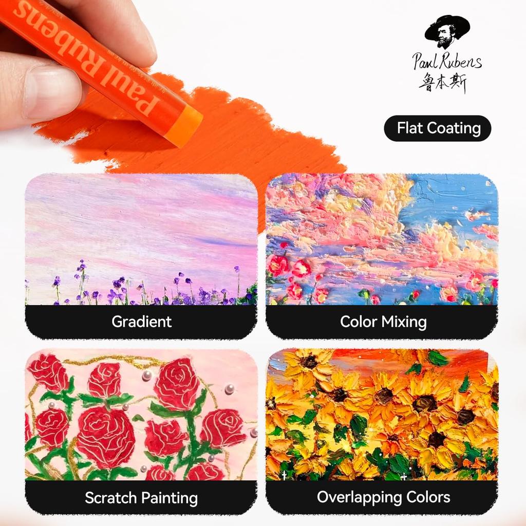 Paul Rubens Artist's Oil Pastels, 72-Color Floral Color Artist Soft Oil Pastel Set, Vibrant and Creamy, Pastel Art Supplies.