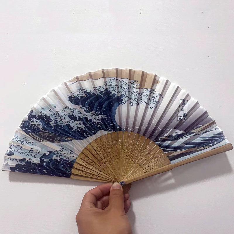 

Handheld Vintage Hand Fans for Women Portable Folding 1Pcs Folding Fan Handmade Decorative Kanagawa Wave Foldable Fan