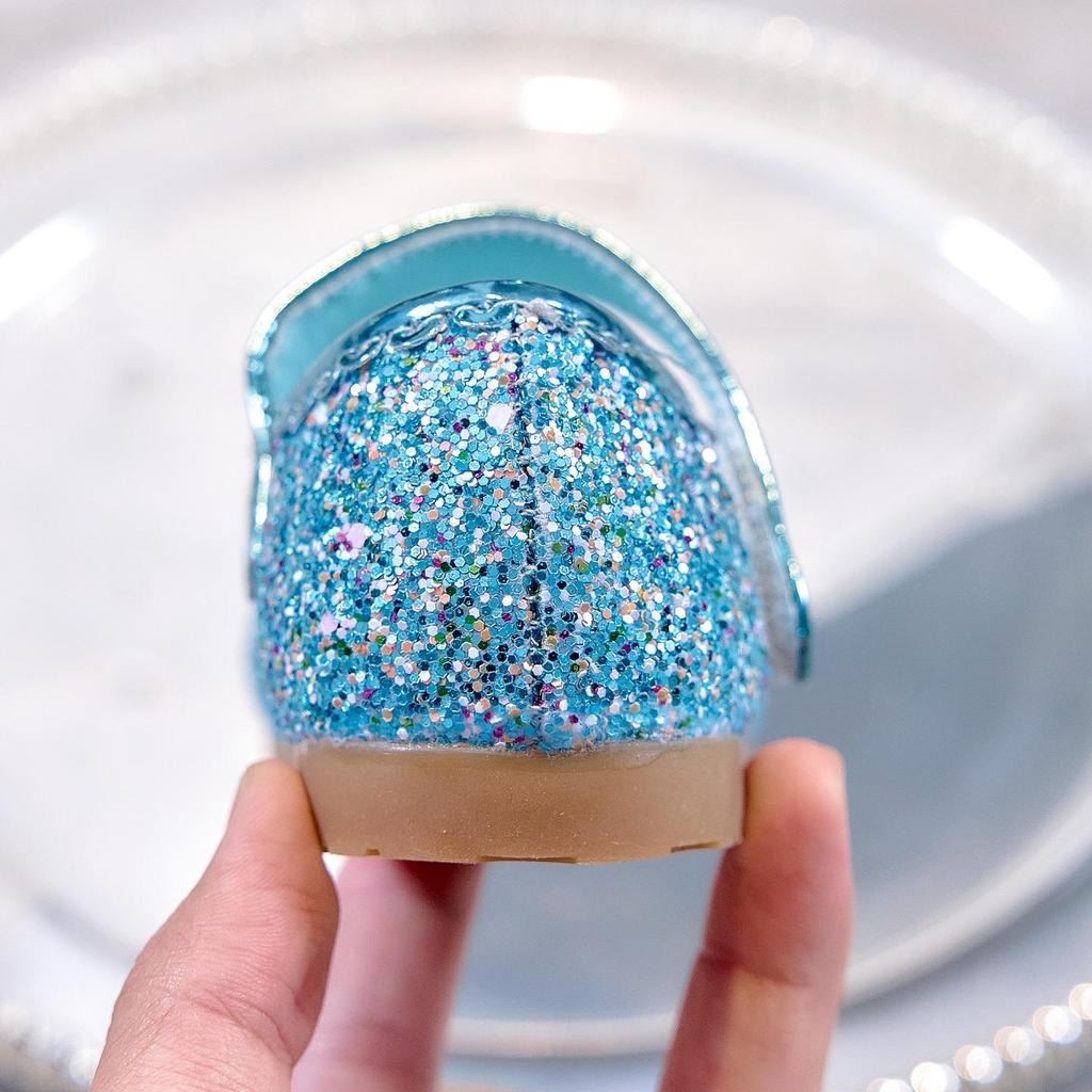 Korean Style Girls' Leather Rhinestone Princess Shoes - 2025 Spring/Autumn Soft Sole Fashion Flats