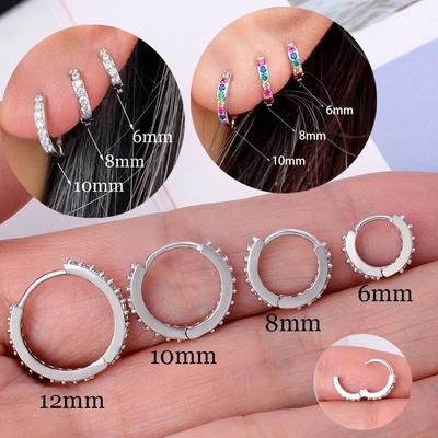 Boucles d'oreilles arc-en-ciel Little Huggies pour filles, 2 pièces, petits anneaux en acier inoxydable, Cartilage, petite hélice, cercle de perçage, cerceaux pour hommes