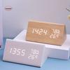 Triangular Wooden LED Alarm Clock Humidity and Temperature Display Adjustable Brightness Digital Alarm Clock Voice-activated