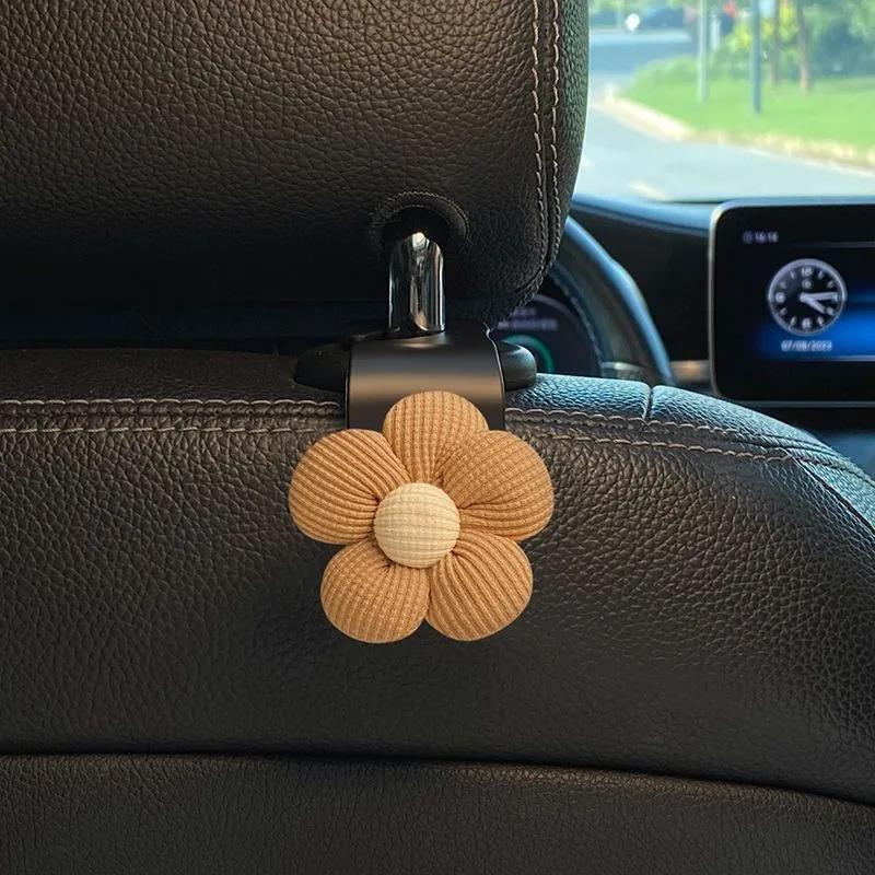 2pcs Multi Functional Car Hooks, Seat Back Hooks Hidden Car Hooks In the Rear Seats, Cute Flower Hooks, Car Interior Accessories