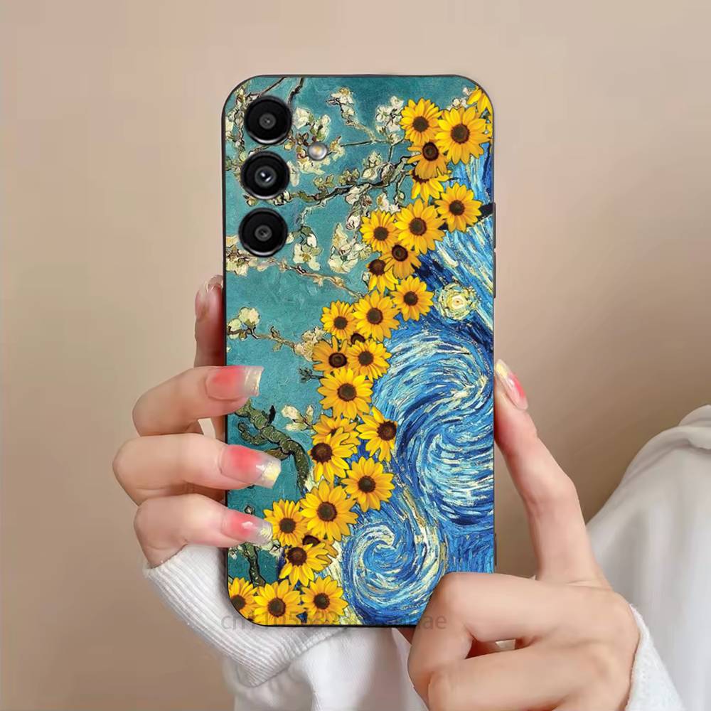 Sunflowers Printed  Phone Case For Samsung S25,24,21,22,23,S30,Ultra,S20,Plus,Fe,Lite,Note,S10,S9,Black Soft Shell