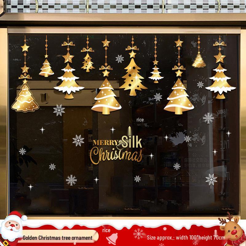 Christmas Tree Ornaments & Window Clings Set: Festive Static Stickers for Glass, Doors, and Holiday Decor