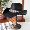 Western cowboy style straw hat for women, summer wide-brimmed hiking sun hat, ethnic style knight hat, men's sun protection hat
