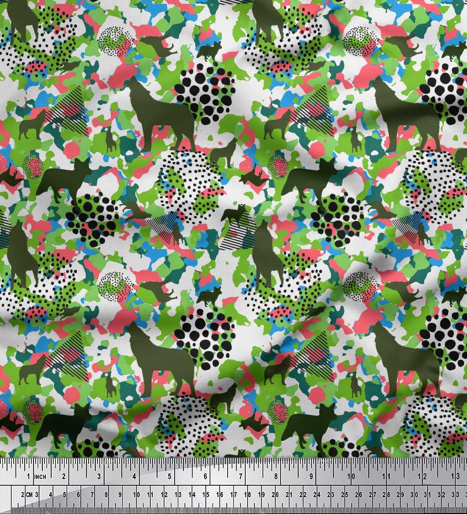 

Тканина Soimoi Japan Crepe Satin Dot, Camouflage Texture & Wolf Animal Decor Fabric Printed meter 42 Inch 42 Inch Wide - Poly Crepe зелений