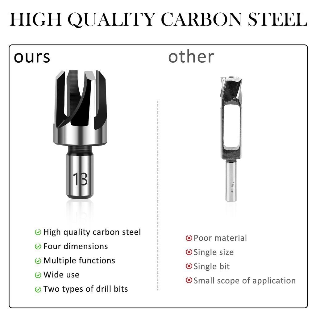 8PCS Wood Dowel Drill Bits Carbon Steel Wood Plug Cutter Countersink Drill Type Round Wood Tenon Drill Bits Round Shank