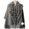 20 Colors Triangle Real Rabbit Fur Ball Shawl Wraps Winter Women Cashmere Tassel Cape Pompon Cloak Lady Mum Gift Casaco Feminino