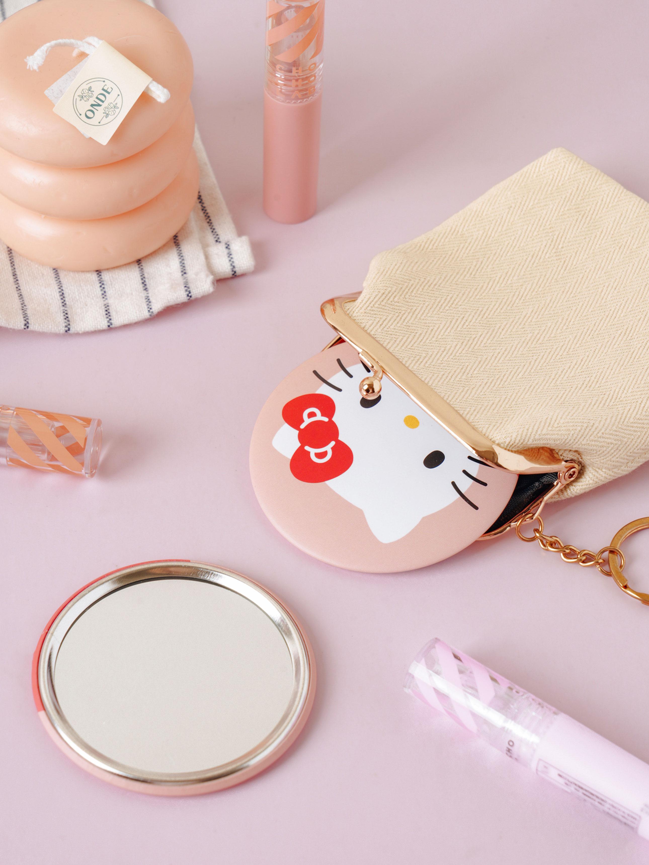 

Розовое круглое ручное зеркало Hello Kitty 1ea