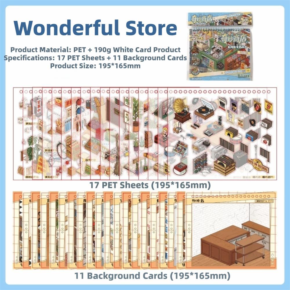 3D Wonder Shop Scene Sticker Book Waterproof PET Scene DIY Sticker Child Gifts