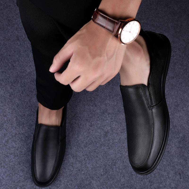 Herresko Casual Ekte Lær Slip-on Komfortable Herre Svarte Flats Herre Kjøresko Stor Størrelse