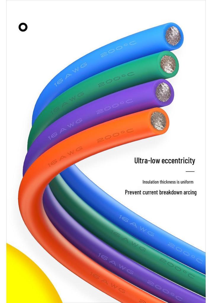 6 Rolls 6 Colors Special Soft Silicone High-Temperature Resistant Wire, 30-16AWG for Model Aircraft