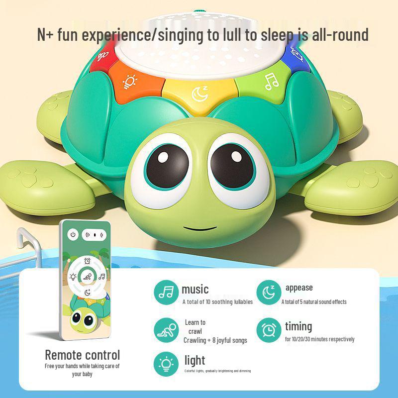 Multifunctional Baby Toy: Crawling Turtle with Lights, Music, & Soothing Projection for Educational Early Learning