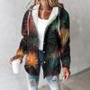 Hoodies For Women Winter Warm Sweatshirt Button Drawstring Hooded Print Jacket Coat