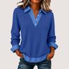 Women's Casual Long Sleeve Knit Shirt with Denim Collar Pullover Top