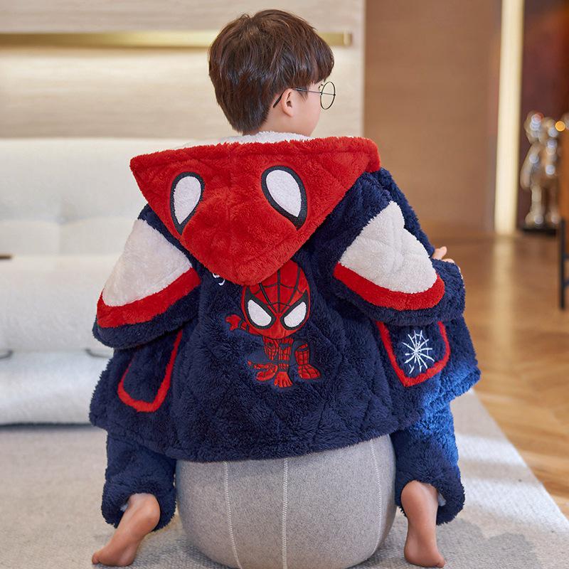 Winter Kids  Thick Quilted Fleece Pajama Set Size 16 (135-145cm)