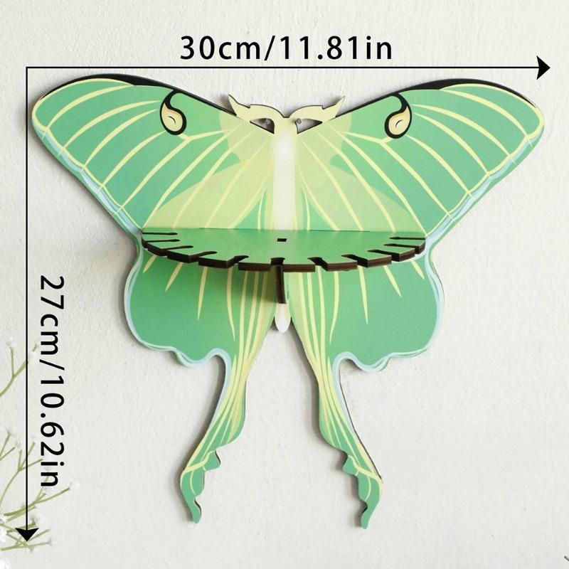 

1pcs Bohemian Green Wooden Butterfly Crystal Candle Holder Storage Display Shelf Home Wall Decor Craft for Room Wall Ornament зелений