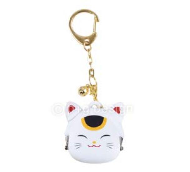 ЯПОНИЯ Гамагучи Брелок Кошелек-монетница Силиконовый POCHI-Bit Манеки-неко белый