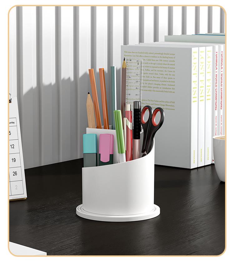 Birdcage Rotating Makeup Brush Holder with Dustproof Compartments for Desktop Cosmetics and Pen Storage