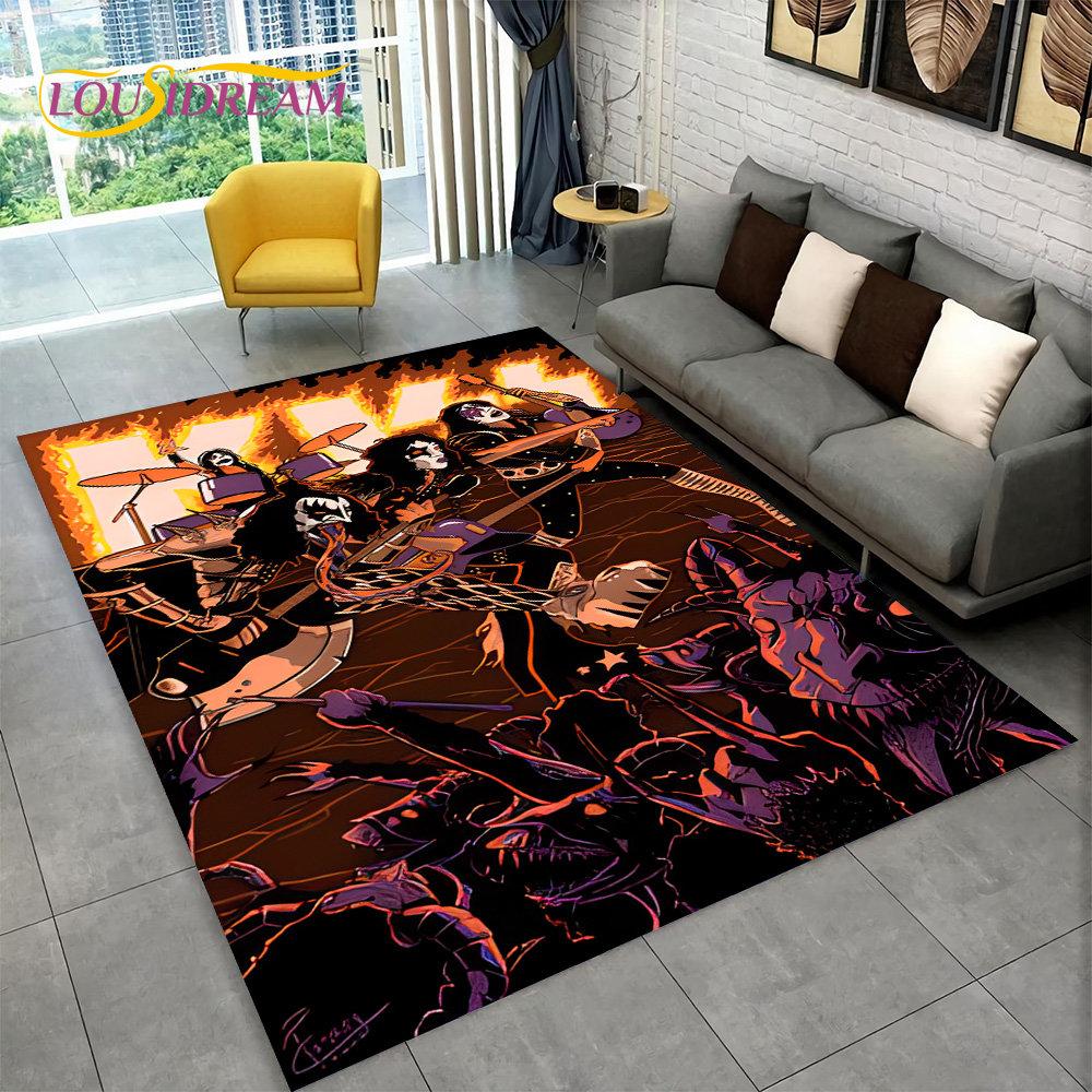 KISS Rock Band Retor Teppich, Teppich für Zuhause, Wohnzimmer, Schlafzimmer, Sofa, Fußmatte, Dekor, Küche, rutschfeste Bodenmatte Alfombra