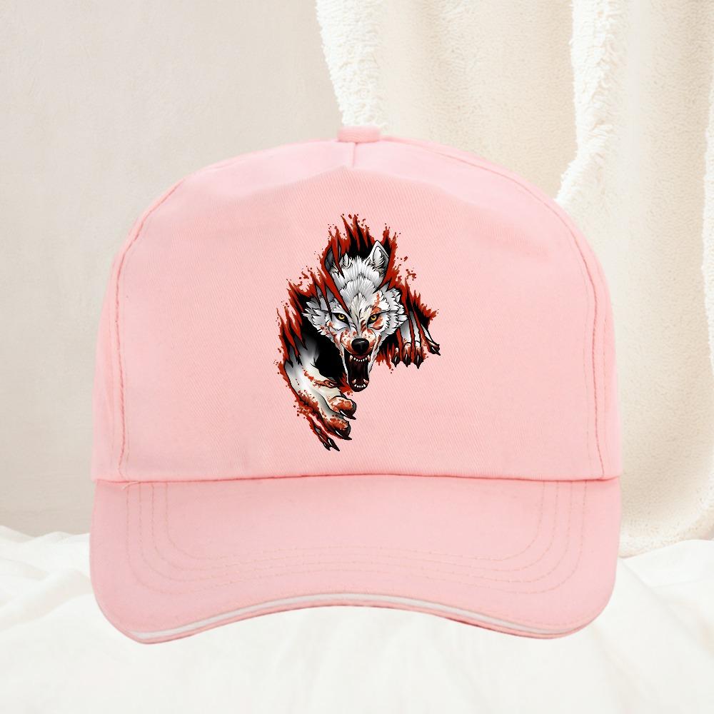 Angry Wolf Cartoon Baseball Cap Women Vintage Adjustable Dad Hat Funny Trucker Hat Summer Caps Gift for Me