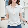 Summer Slim Fit Polo Collar Plus Size T-shirt with Lapel Button