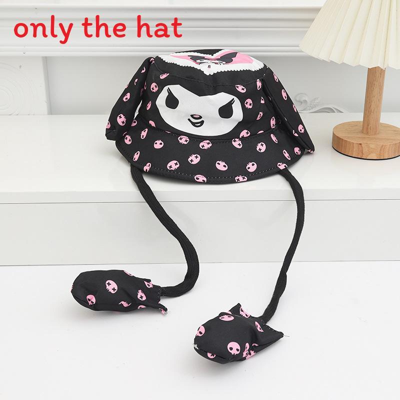 Cartoon Fisherman Hat For Kids With 3d Ears And Stitch Spider Man Print Design Summer Sun Protection Cotton Polyester