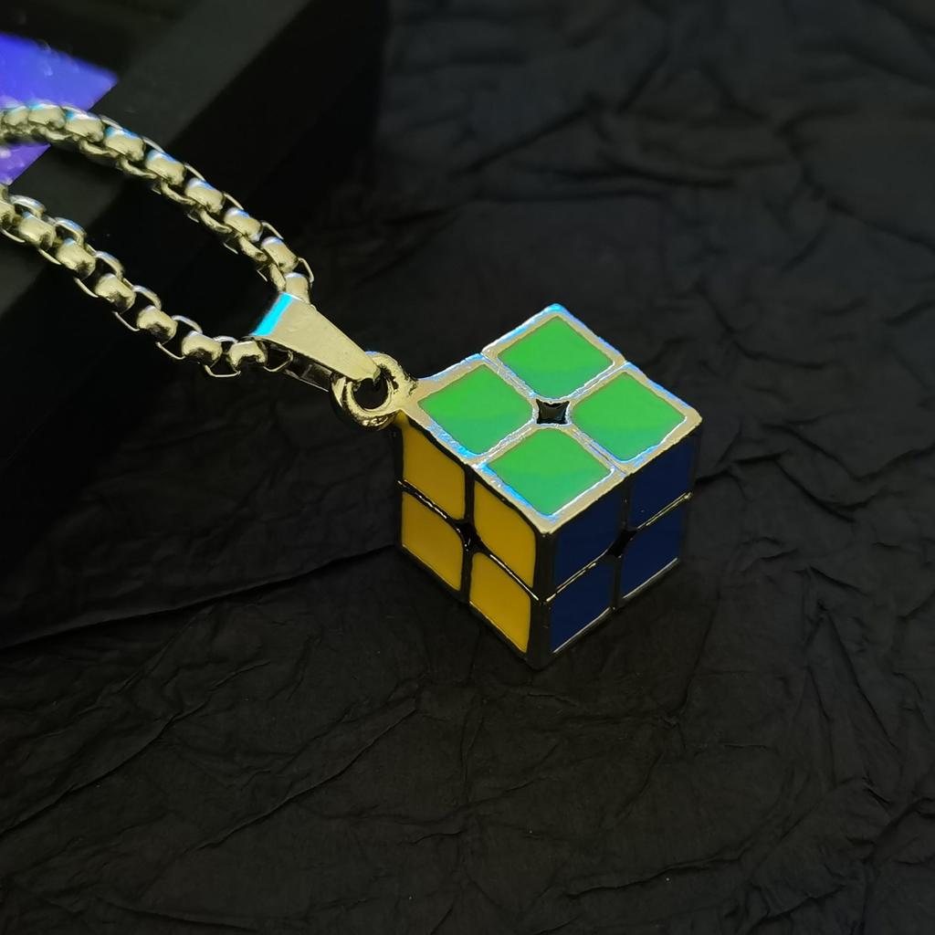 Street Trend Personalized Accessories, Colorful Rubik'S Cube Necklace Men'S And Women'S Accessories, Personalized Hip-Hop Fun Sweater Chain