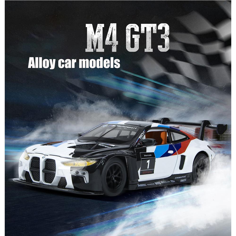 1/24 Scale M4 Alloy Model Car for Kids, Diecast Metal, Racing Car Toy, Sound Light, Boy Gift Collection